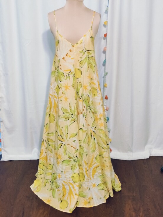 Haute Hippie Dresses & Skirts - Haute Hippie full sweep Cotton Maxi Dress fruit & fauna V front /back  Chic S